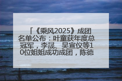 《乘风2025》成团名单公布：叶童获年度总冠军，李晟、吴宣仪等10位姐姐成功成团，陈德容获年度高光人物