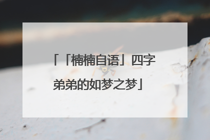 「楠楠自语」四字弟弟的如梦之梦