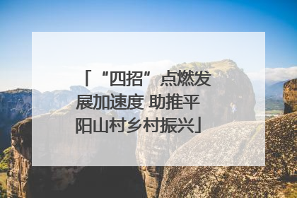 “四招”点燃发展加速度 助推平阳山村乡村振兴