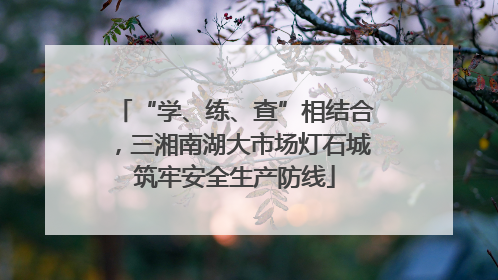 “学、练、查”相结合，三湘南湖大市场灯石城筑牢安全生产防线