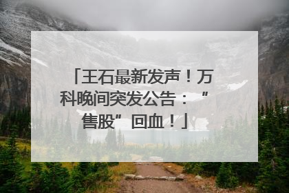王石最新发声！万科晚间突发公告：“售股”回血！
