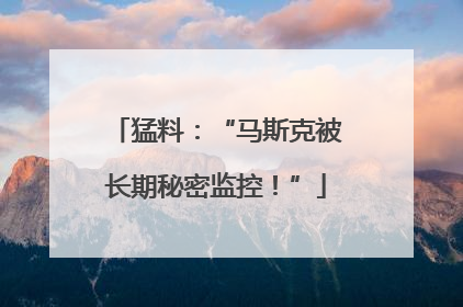 猛料：“马斯克被长期秘密监控！”
