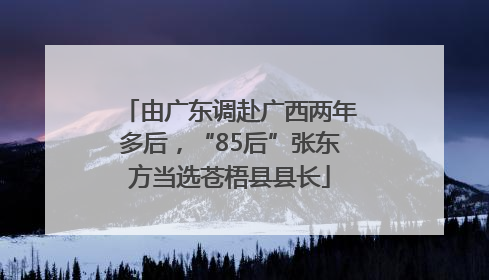 由广东调赴广西两年多后，“85后”张东方当选苍梧县县长