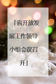省开放发展工作领导小组会议召开