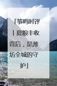 筝鸣时评丨夏粮丰收背后，是潍坊全城的守护