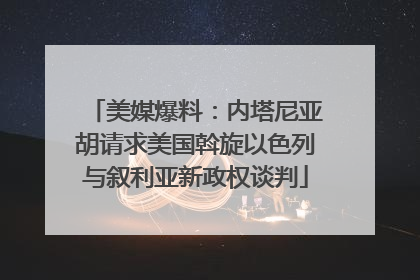 美媒爆料：内塔尼亚胡请求美国斡旋以色列与叙利亚新政权谈判