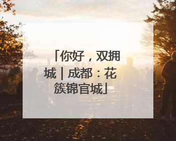 你好，双拥城｜成都：花簇锦官城