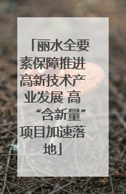 丽水全要素保障推进高新技术产业发展 高“含新量”项目加速落地