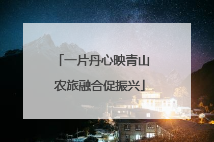 一片丹心映青山 农旅融合促振兴