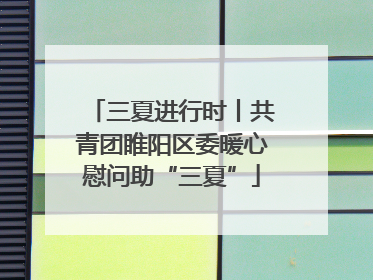 三夏进行时丨共青团睢阳区委暖心慰问助“三夏”