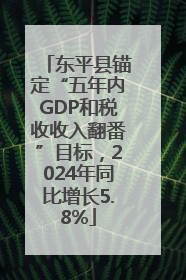 东平县锚定“五年内GDP和税收收入翻番”目标，2024年同比增长5.8%