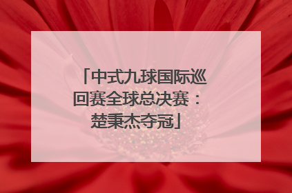 中式九球国际巡回赛全球总决赛：楚秉杰夺冠
