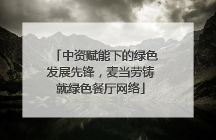 中资赋能下的绿色发展先锋，麦当劳铸就绿色餐厅网络