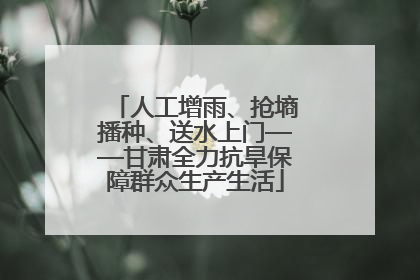 人工增雨、抢墒播种、送水上门——甘肃全力抗旱保障群众生产生活