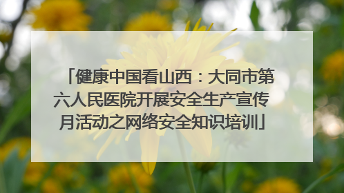 健康中国看山西：大同市第六人民医院开展安全生产宣传月活动之网络安全知识培训
