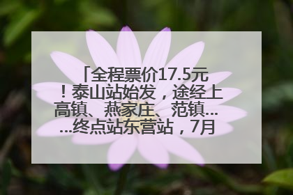 全程票价17.5元！泰山站始发，途经上高镇、燕家庄、范镇……终点站东营站，7月1日开通！