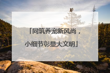 同筑养宠新风尚，小细节彰显大文明