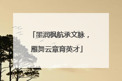 墨润枫航承文脉，雁舞云章育英才