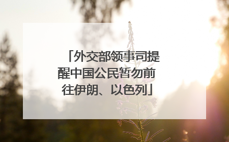 外交部领事司提醒中国公民暂勿前往伊朗、以色列