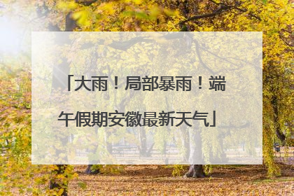 大雨！局部暴雨！端午假期安徽最新天气