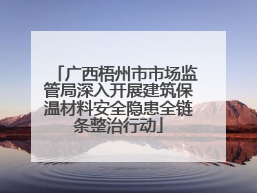 广西梧州市市场监管局深入开展建筑保温材料安全隐患全链条整治行动