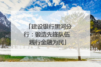 建设银行黑河分行：锻造先锋队伍 践行金融为民