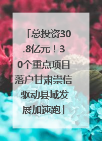 总投资30.8亿元！30个重点项目落户甘肃崇信 驱动县域发展加速跑