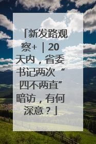 新发路观察+｜20天内，省委书记两次“四不两直”暗访，有何深意？
