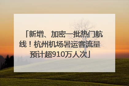 新增、加密一批热门航线！杭州机场暑运客流量预计超910万人次