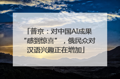 普京：对中国AI成果“感到惊喜”，俄民众对汉语兴趣正在增加