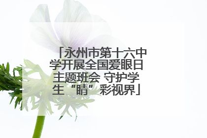 永州市第十六中学开展全国爱眼日主题班会 守护学生“睛”彩视界
