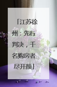 江苏徐州：先行判决，千名购房者尽开颜