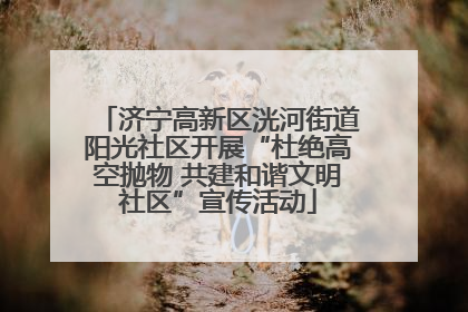 济宁高新区洸河街道阳光社区开展“杜绝高空抛物 共建和谐文明社区”宣传活动