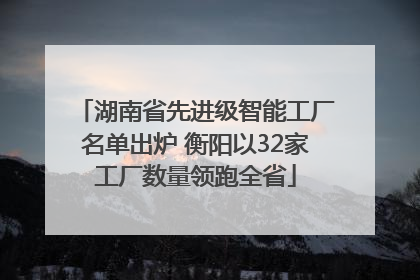 湖南省先进级智能工厂名单出炉 衡阳以32家工厂数量领跑全省