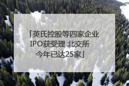英氏控股等四家企业IPO获受理 北交所今年已达25家