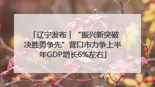 辽宁发布｜“振兴新突破 决胜勇争先”营口市力争上半年GDP增长6%左右