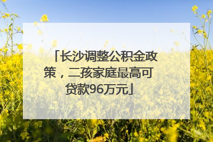 长沙调整公积金政策，二孩家庭最高可贷款96万元
